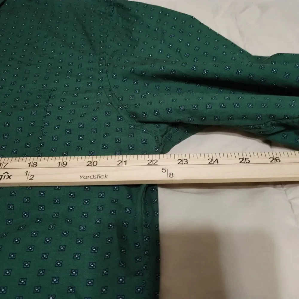 J Crew‎ Men's Large Shirt Green Mini Floral Long Sleeve Casual Button Down Geo